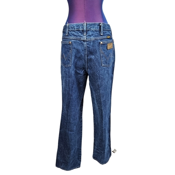 Vintage Wrangler Straight‎ Leg Dark Wash Denim Jeans Men's Size 36x33 - Picture 7 of 12